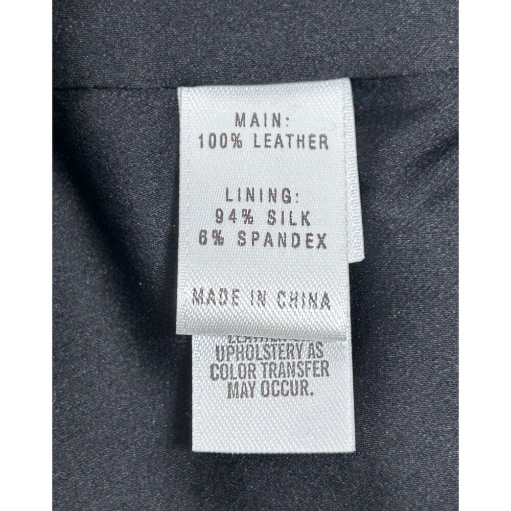 St John Women's Leather Zipper Moto Jacket in Cavier/Cream - Sz 4 - NWT - Picture 9 of 11